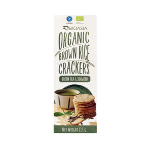BioAsia Organic Brown Rice Crackers - Green Tea & Seaweed 115g